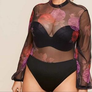 Sheer Floral Mesh Bodysuit
